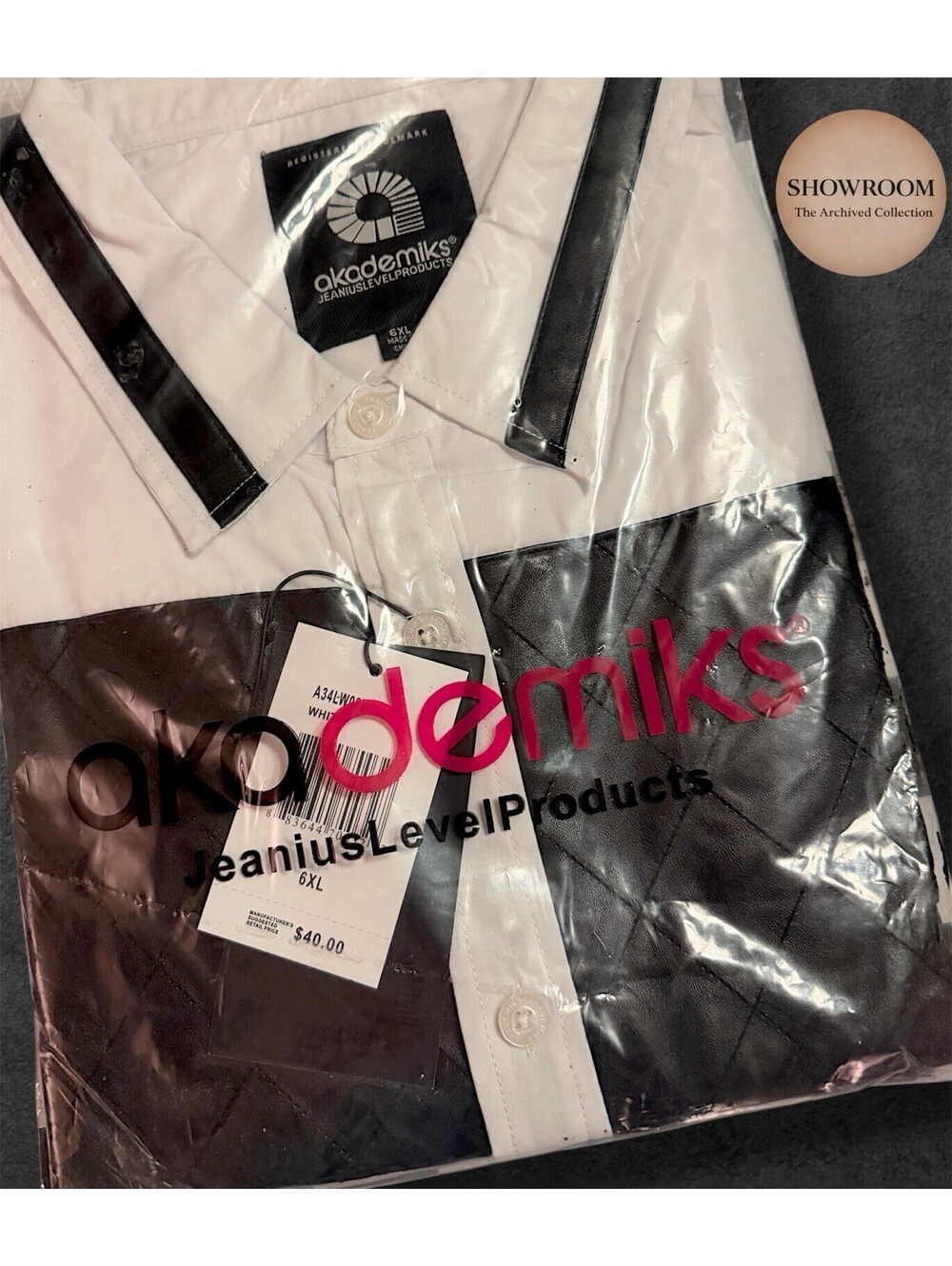 Akademiks Shirt Mens 6XL Button Up White Black Y2K Deadstock Big Size Rare